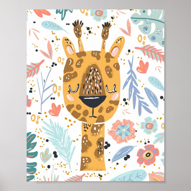 Schlafende Giraffe-Nursery-Kunst Poster (Vorne)