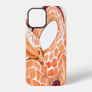 Schlafende Giraffe: Sanfte Wasserfarbe iPhone 12 Hülle