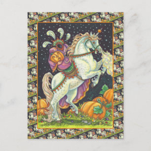 SCHLAFENDE HOLLOW KOPFLOSE REITERIN, HALLOWEEN POSTKARTE