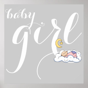 Schlafende junge Typografie niedliches graues Kind Poster