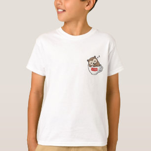 Schlafende Kaffee-Eule Süße Illustration Kinder T-Shirt