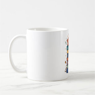 Schlafende Katze auf Büchern Illustration Kaffeetasse