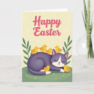 Schlafende Katze Frühlingskarte Karte