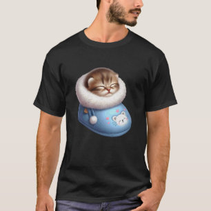 Schlafende Katze in Pantoffel T-Shirt