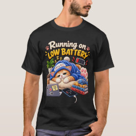 Schlafende Katze mit niedriger Akkuladung – Lustig T-Shirt