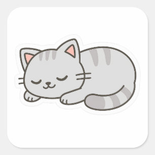 Schlafende Katze PNG-Aufkleber – Süße transparente Quadratischer Aufkleber