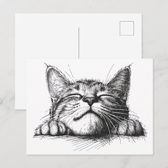 Schlafende Katze Postkarte (Vorne/Hinten)