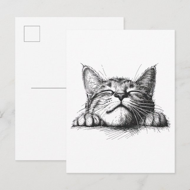 Schlafende Katze Postkarte (Vorne/Hinten)