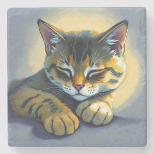 Schlafende Katze Steinuntersetzer
