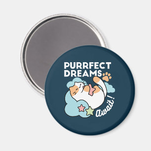 Schlafende Katze umarmt Stern – Purrfekte Träume S Magnet