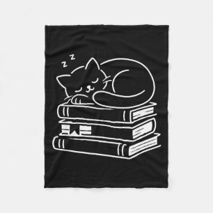 Schlafende Katze und Bücher süß liebenswürdig gemü Fleecedecke