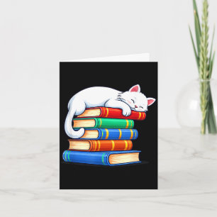 Schlafende Katze und Bücher süß lustig gemütlich B Karte