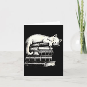 Schlafende Katze und Bücher süß niedlich gemütlich Karte