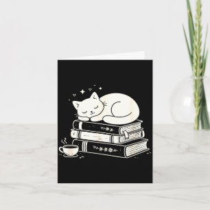 Schlafende Katze und Bücher süß niedlich gemütlich Karte