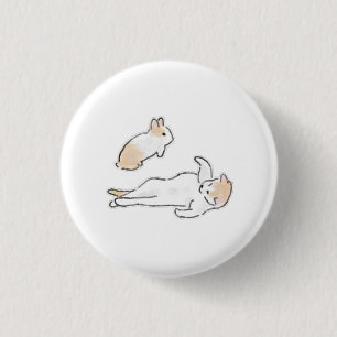 Schlafende Katze und süßes Kaninchen-Haustier-Gesc Button