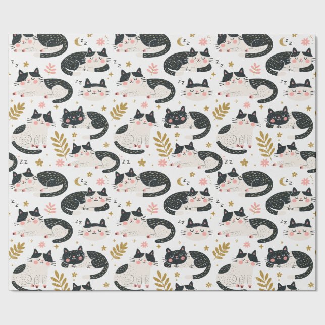 Schlafende Katzen Geschenkpapier (Saum)
