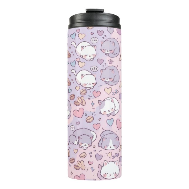 Schlafende Katzen Kawaii Thermobecher Thermosbecher (Vorderseite)