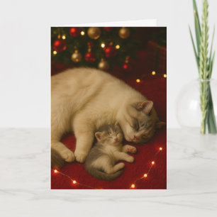 Schlafende Katzen Weihnachten Gefalteter Gruß Karte