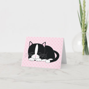 Schlafende Kitty {Tuxedo-Katze} gefaltete Dankesch Dankeskarte