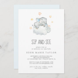 Schlafende kleine Elefanten Baby Sip und sehen Sie Einladung