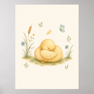 Schlafende Kleine Ente Kinderzimmer Poster