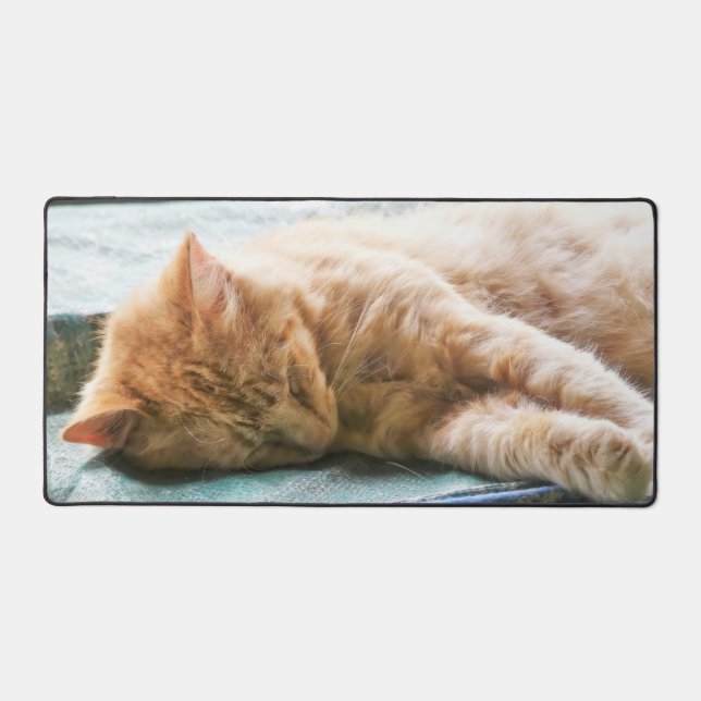 Schlafende Langeginger-Katze Schreibtischunterlage (Vorderseite)