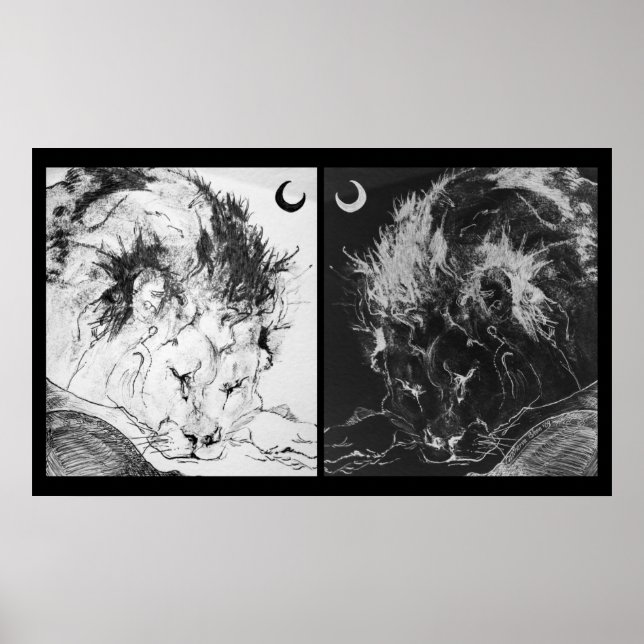 Schlafende Löwen: Yin & Yang Poster (Vorne)