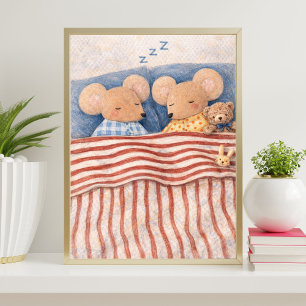 schlafende Mäuse Illustration süße Mäuse Kunst Poster