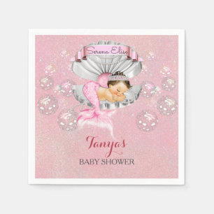 Schlafende Meerjungfrau Baby Mädchen Rosa Muschel  Serviette