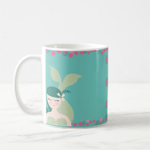 Schlafende Mermaids Aquamarin rosa Blasen Kaffeetasse