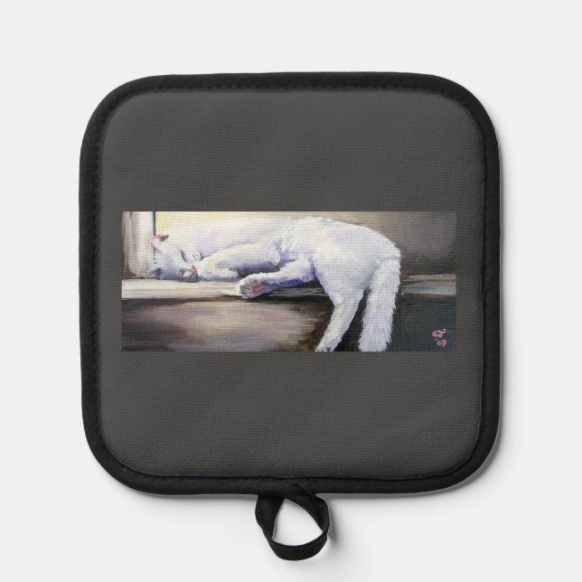 Schlafende Mitte mit Katzenbackofen und Töpfchenha Topflappen (Vorderseite)