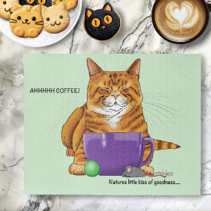 Schlafende Orange Ingwer Katze Kaffee Grün Lila Puzzle