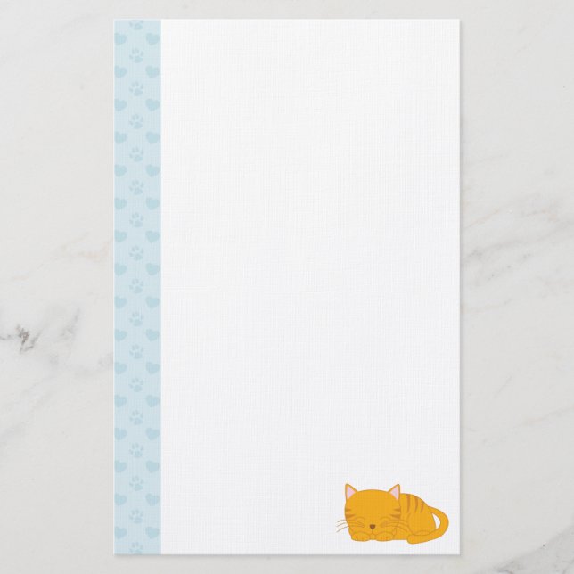 Schlafende Orange Tabby Cat Briefpapier (Vorderseite)