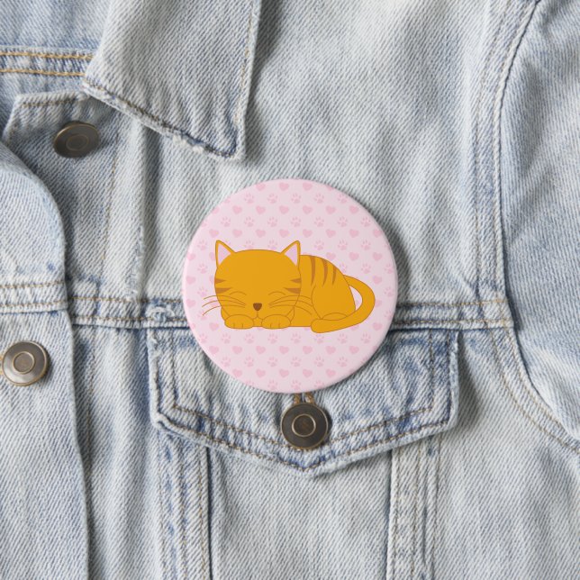 Schlafende Orange Tabby Cat Button (Beispiel)