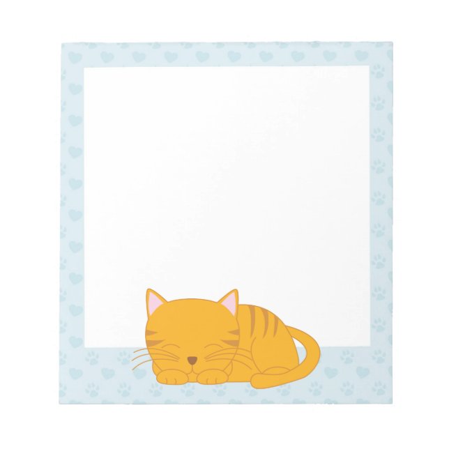 Schlafende Orange Tabby Cat Notizblock (Vorderseite)
