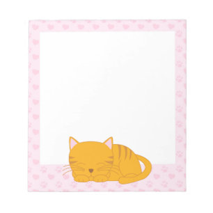 Schlafende Orange Tabby Cat Notizblock