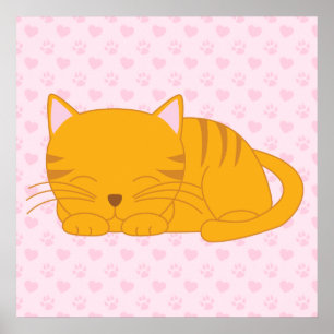 Schlafende Orange Tabby Cat Poster