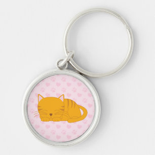 Schlafende Orange Tabby Cat Schlüsselanhänger