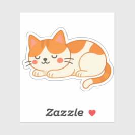 Schlafende orange-weiße Katze – süßer Cartoon-Stil Aufkleber