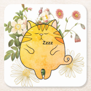 Schlafende rote Katze Rechteckiger Pappuntersetzer