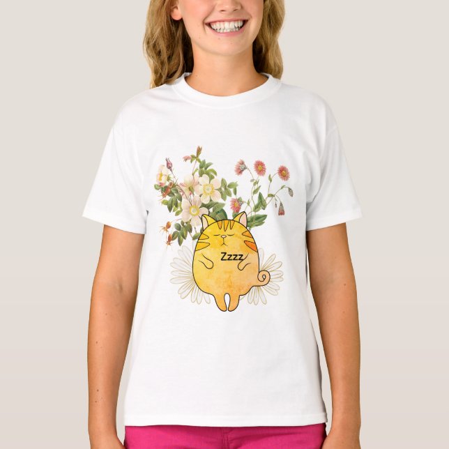Schlafende rote Katze T-Shirt (Vorderseite)