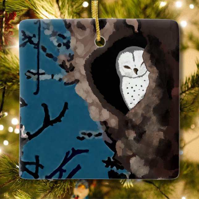 Schlafende Schleiereule Keramikornament (Von Creator hochgeladen)