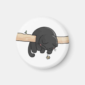 Schlafende schwarze Katze Niedlich Magnet
