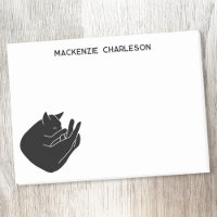 Schlafende schwarze Katze personalisierter Name
