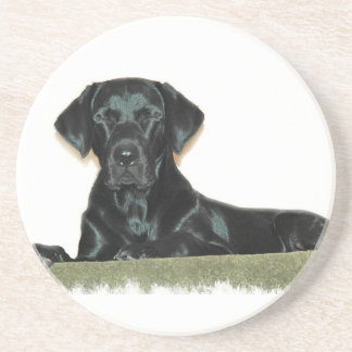 Schlafende schwarze Labrador-Retriever-Untersetzer Sandstein Untersetzer