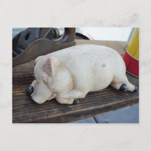 Schlafende Schweinefigur Postkarte
