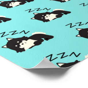 Schlafende Spitz Hunde Tiere Lover ZZ Haustier Poster