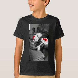 schlafende Weihnachts-Pitbull-Welpen süßer Santa T-Shirt