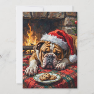 Schlafender Bulldog Hund Schnell Schlafend Weihnac Feiertagskarte
