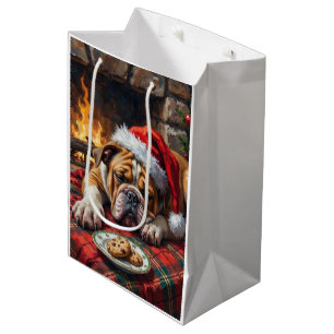 Schlafender Bulldog Hund Schnell Schlafend Weihnac Mittlere Geschenktüte